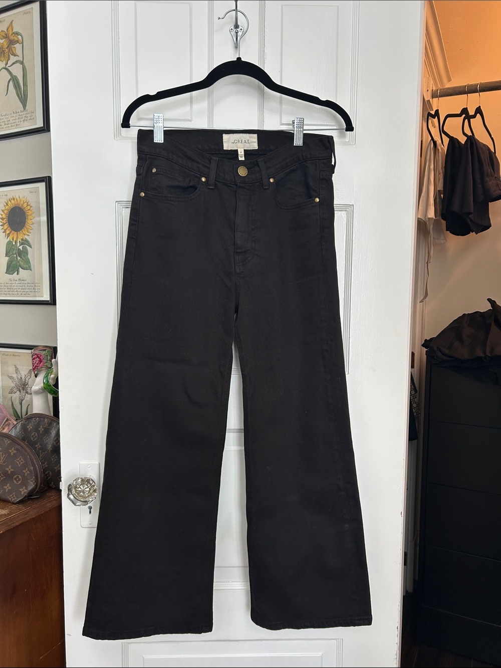 The Great Black High-Rise Wide Leg Jeans